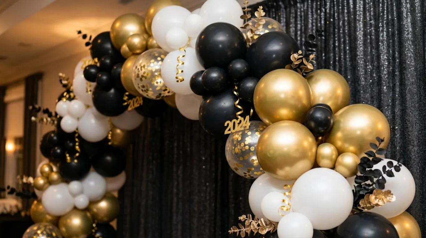 Let the entry feel special from the first moment guests arrive inspiration for a New Year celebration setting.